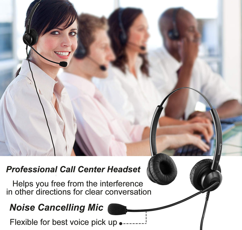 Sinseng Noise Cancelling Headphones with Microphone 3.5mm Headset, Conference Headset for Call Center with Volume Controls, Mobile Phone Headphones for iPhone Samsung iPad PC Laptop Tablets Computer SS308DQD008 Binaural