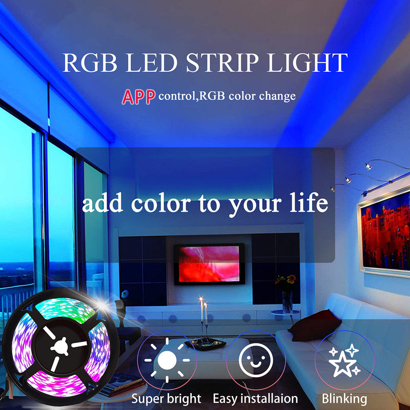 PJJKR Smart Led Strip Lights 3.28Ft RGB Color Changing Bluetooth Led Light Strip with App Control Music Sync for Bedroom Home Kitchen Party TV Bar 1M/3.28FT