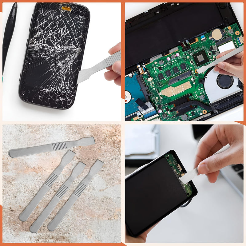 Delcast 5pcs Metal Spudger Pry Bar Tool Opening Seperation Tool Smart Phone Laptop Tablet Electronics Repair