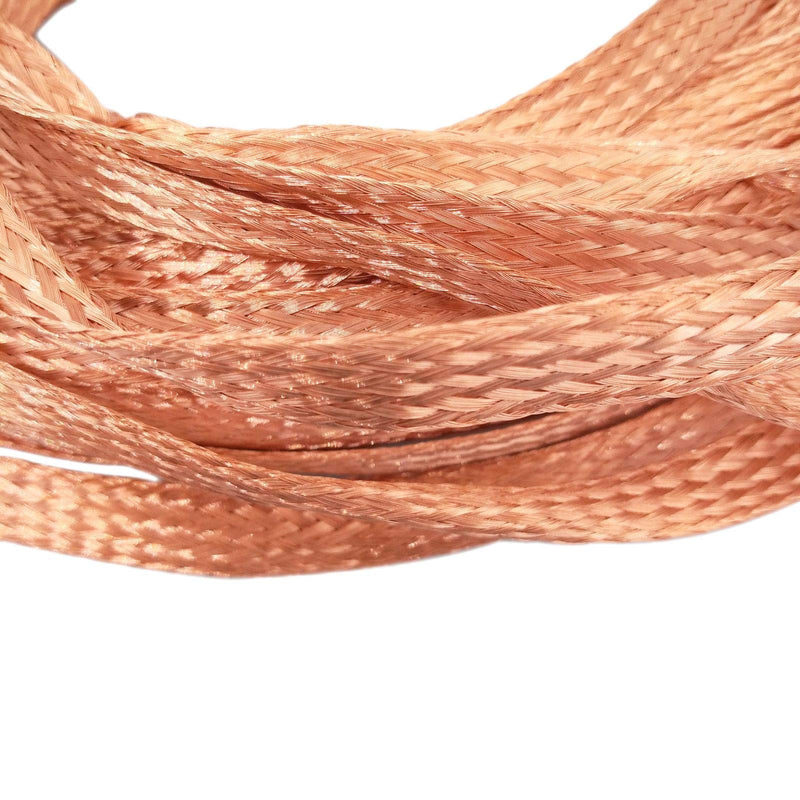 10ft 11mm Flat Copper Braid Cable Bare Copper Braid Wire Ground Lead