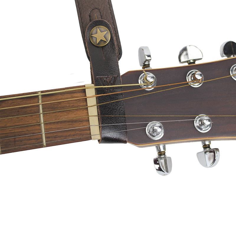 Walker & Williams AT-1 BRN Brown Acoustic Guitar Strap Button Headstock Adaptor