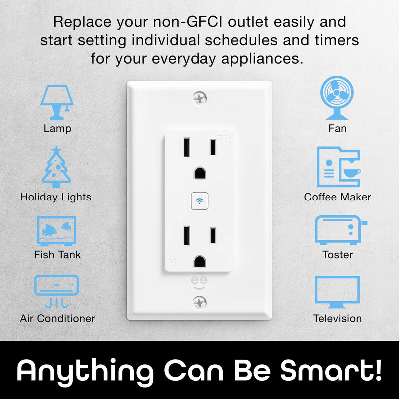 Geeni Smart Wi-Fi in-Wall Outlet, White, 2 Outlets – No Hub Required – Smart Outlet Works with Amazon Alexa, Google Home, Requires 2.4 GHz Wi-Fi Wi-Fi Smart Outlet