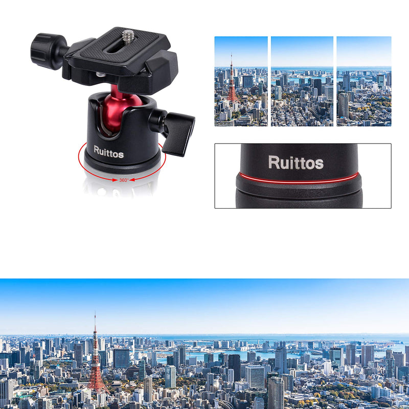 Tabletop Tripod Mini Desktop Travel Tripod Aluminum Alloy with 360 Degree Ball Head and Quick Release Plate Lightweight and Portable Compatible withCompact Cameras DSLRS/Smartphone/Action Cameras