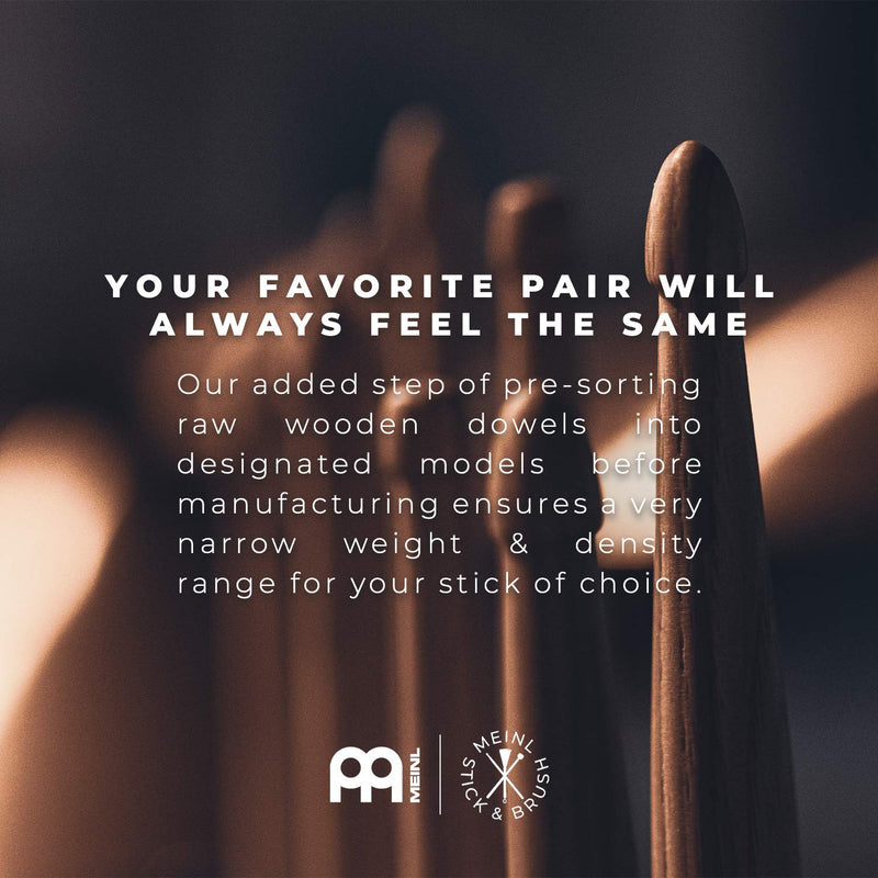 Meinl Stick & Brush Drumsticks, Hybrid 9A — North American Maple with Acorn/Barrel Shape Wood Tip — MADE IN GERMANY (SB137)