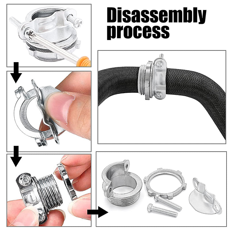 15Pack 1/2" NM Clamp Type Cable Connectors for Metallic Conduit Protect Cables Silver-Zinc 1/2"-15pack