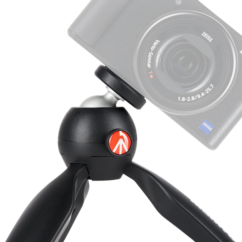 Manfrotto MTPIXIMII-B, PIXI Mini Tripod with Handgrip for Compact System Cameras, Made in Italy, for DSLR, Mirrorless, Video, Compact Size, Technopolymer and Aluminium, Black PIXI Mini Made in Italy