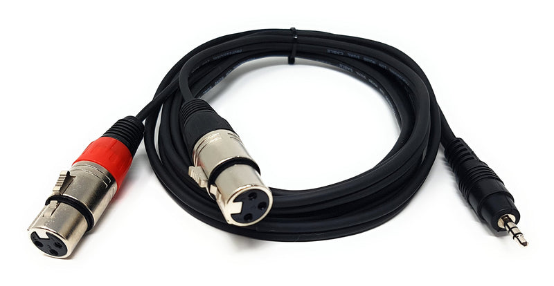 MainCore 3m long mini 3.5mm Jack Plug to 2 x XLR Socket 3pin Cable Adapter Lead Cord Y Splitter