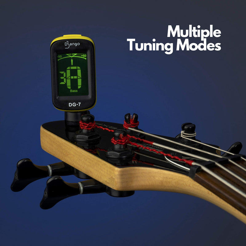 Django Guitar Tuner by Pick Geek | for Acoustic, Bass, Electric, Ukulele, Violin, & Classical Guitars | Fast and Accurate | Includes Chromatic Tuning | Clip-on and Easy To Use | Battery Included Django Tuner