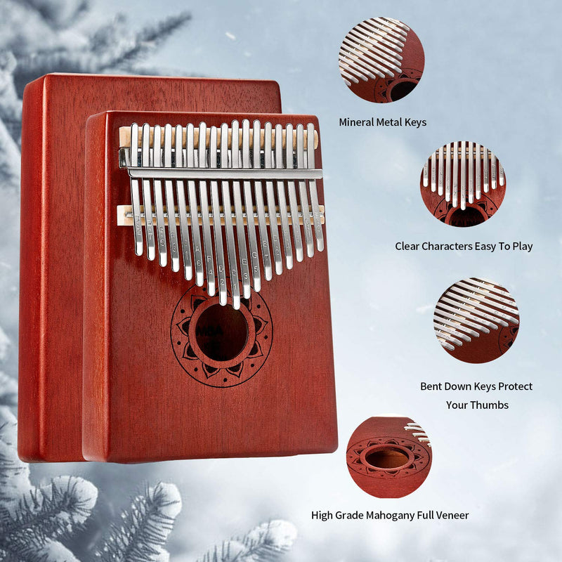 Kalimba 17 Keys Thumb Piano,Portable Wood Finger Piano With Tune Hammer Instruction Book Accessory,Music Instrument Gift For Beginners Kids Adult Reddish brown