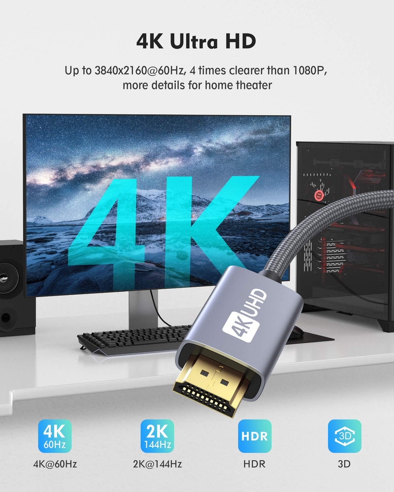 4K HDMI Cable 6.6ft, Silkland 18Gbps High Speed HDMI 2.0 Cable, 4K@60Hz, HDR, 2K, 1080P, HDCP 2.2, Ethernet, ARC, 3D, 4K HDMI Cord Compatible with PS4, Xbox One, Gaming Monitor, HDTV