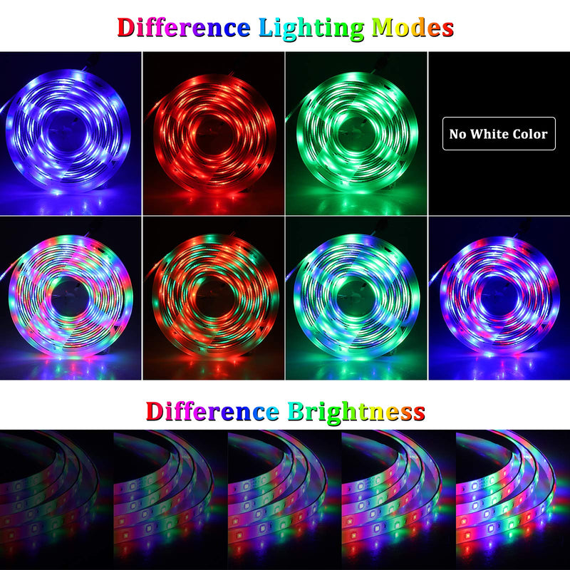 Linkstyle LED Strip Lights 16.4ft Waterproof RGB Color Changing Light Lighting Strip Kit with Remote and 12V Power Supply for Decor Home TV Bedroom Kitchen Living Room Walls Desk Holiday Festival Rgb (Red, Green, Blue)