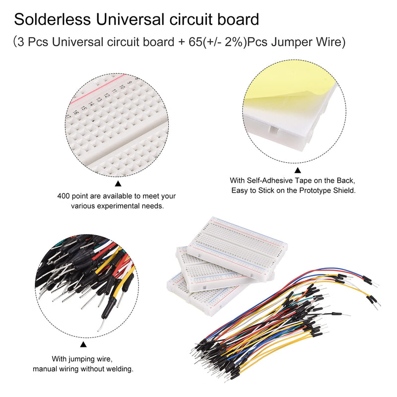 MECCANIXITY Breadboards Kit 400 Point Solderless Breadboards with Jumper Wire for Proto Shield Distribution Connecting Blocks 1 Set