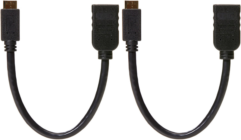 Amazon Basics Mini HDMI Male to HDMI Female Converter Adapter Cable - 6-Inch, 2-Pack