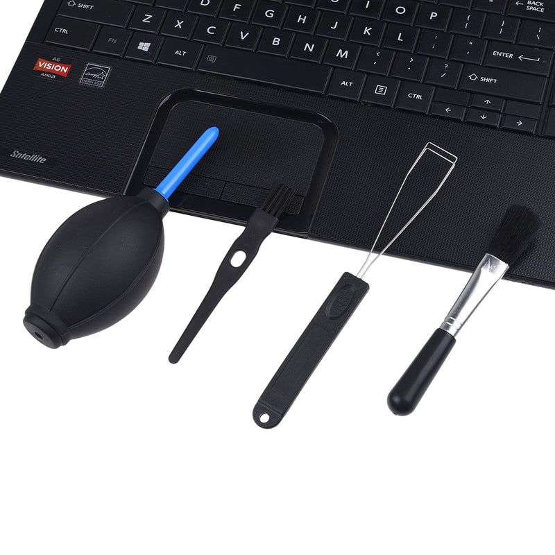 Camkix Keyboard Cleaning Kit - 1x Mini Brush, 1x Cleaning Brush, 1x Keyboard Cap Remover, 1x Air Blower and 1x Cleaning Cloth - Also for Laptops, Camera Lenses, Glasses - Home and Office