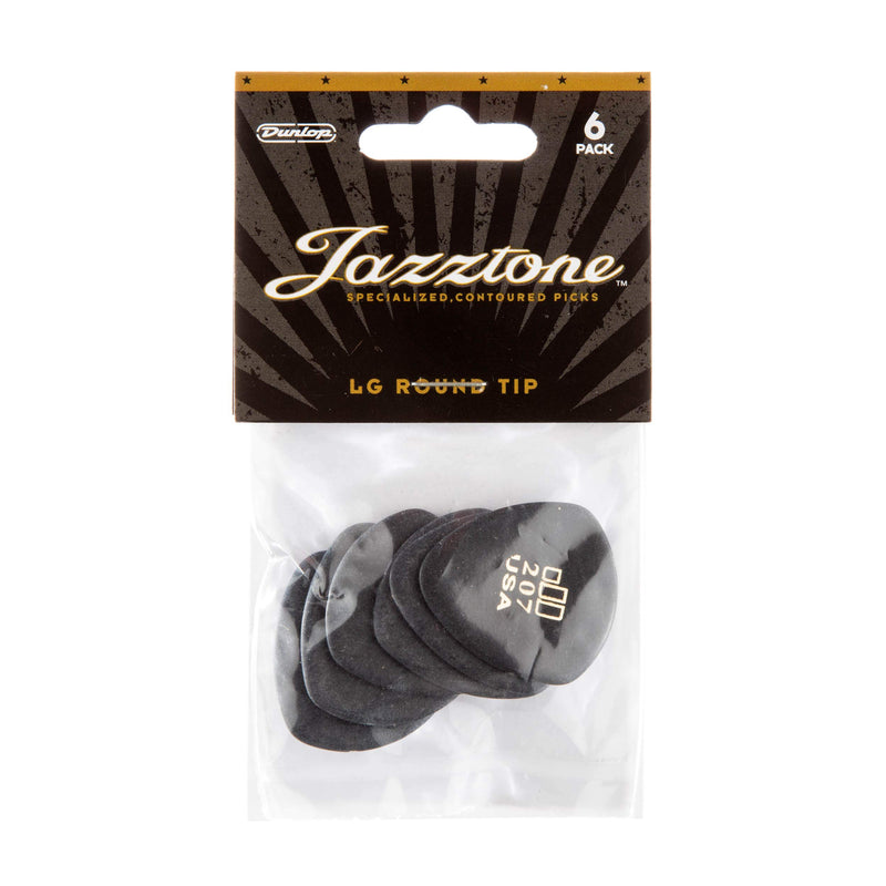 Dunlop 477P207 JD Jazztones, Black, Large Round Tip, 6/Player's Pack 6 Pack