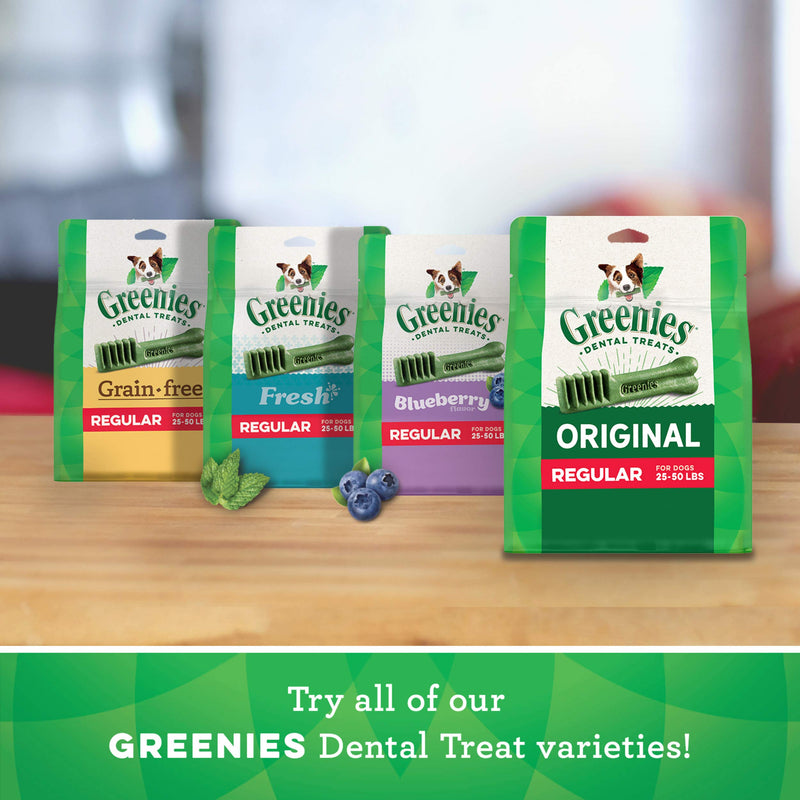 Greenies Original Regular Natural Dental Dog Treats (25-50lb. Dogs) 3 Treats