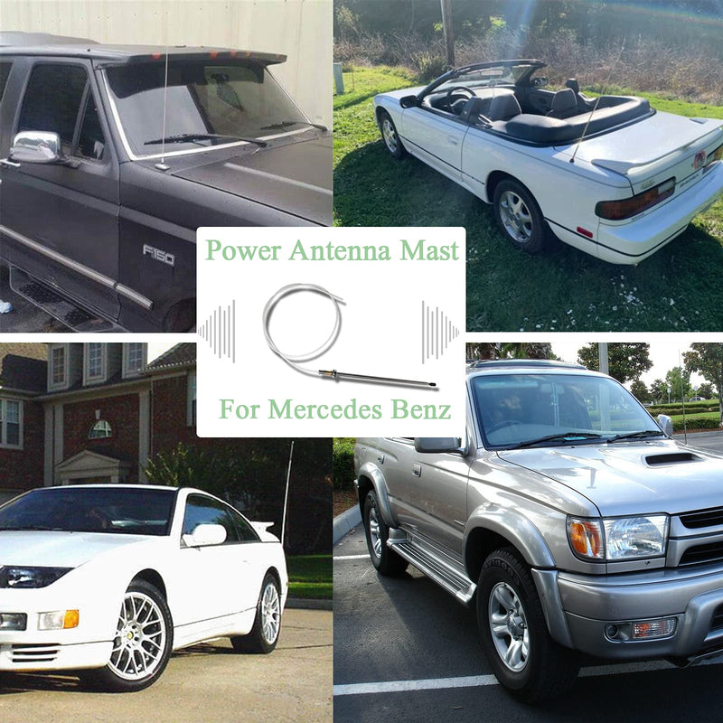 RED WOLF Power Antenna Mast Compatible with Mercedes Benz 1992-2002 C280/S320/500SL/S420/C220 Aftermarket Aerial Mast for AM/FM Radio Signal