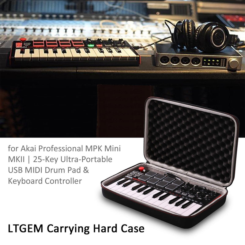 LTGEM Travel Hard Carrying Case for Akai Professional MPK Mini MKII & MK3 & MPK Mini Play | 25-Key Ultra-Portable USB MIDI Drum Pad & Keyboard Controller A-Gray