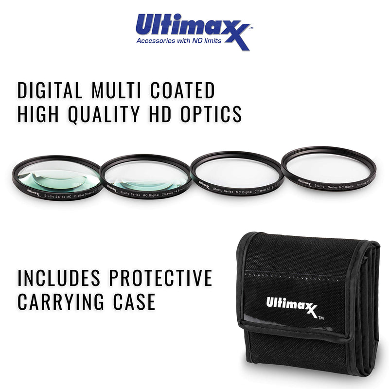 77MM Ultimaxx Professional Four Piece HD Macro Close-up Filter Kit (1, 2, 4, 10 Diopter Filters) for Camera Lens with 77MM Filter Thread and Protective Filter Pouch