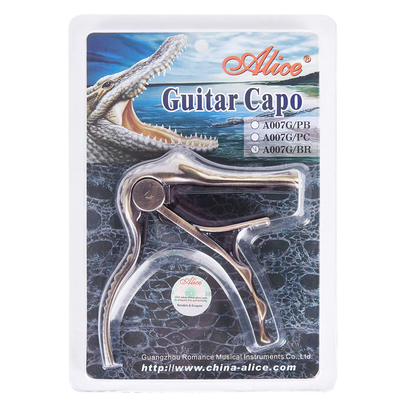 Alice A007G/BR Aluminum Alloy Bronze Alligator Shape Acoustic Guitar Capo