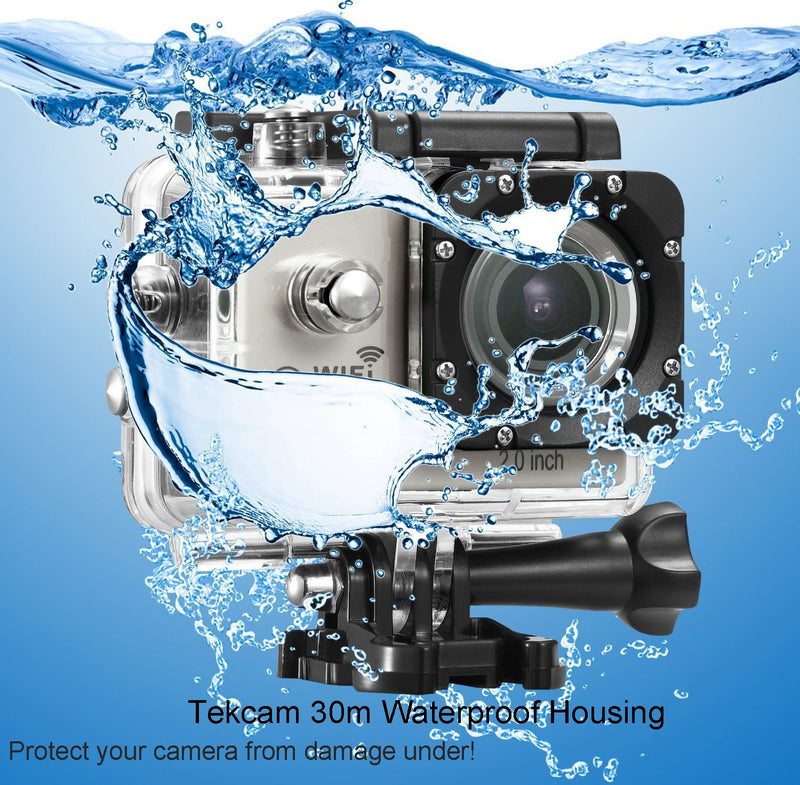 TEKCAM Action Camera Waterproof Case Underwater Protective Housing Case Compatible with AKASO EK7000 EK5000/ DBPOWER EX5000/ WiMiUS Q1Q2/ EKEN H9R/ Campark X15 V30 Sports Camera