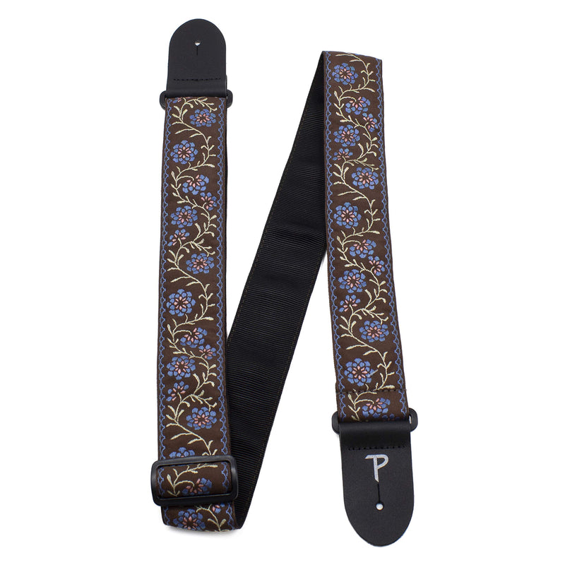 Perri’s Leathers Ltd. - Guitar Strap - Nylon - Jacquard - Adjustable - for Acoustic/Bass/Electric Guitars - Made in Canada Brown / Blue