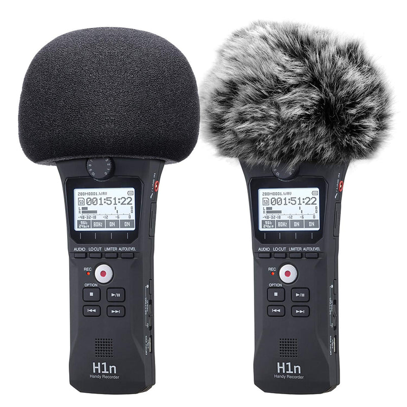 [AUSTRALIA] - ChromLives Microphone Windscreen, Furry Windscreen Muff Wind Cover + Foam Microphone Windscreen Cover Compatible with Zoom H1 H1n Apogee Mic and More, Furry & Foam 2Pack windscreen for h1 