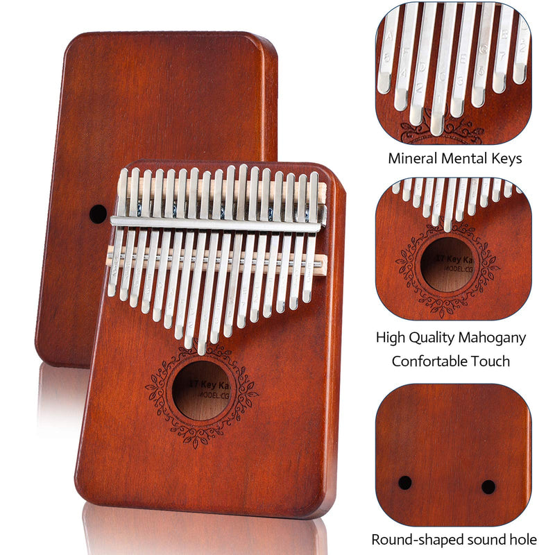 Kalimba Thumb Piano 17 Keys,Portable Mbira Sanza Finger Piano,Gifts for Kids Adults Beginners,with Songbook