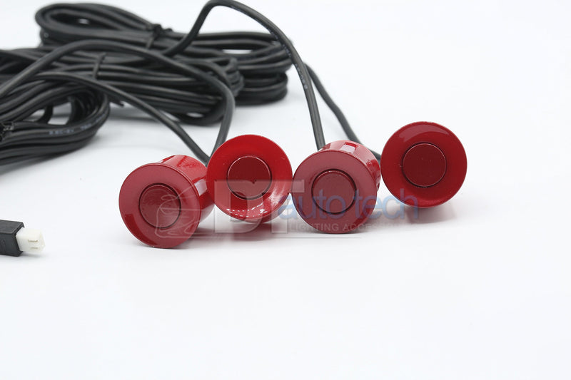 4 Parking Car Parking Sensor Kit LED Display View Reverse Backup Radar System Backup Sensor Reversing Sensors Universal Auto Radar Detector Sensors Radar Buzzer Beep-Beep Alarm Indicator Red