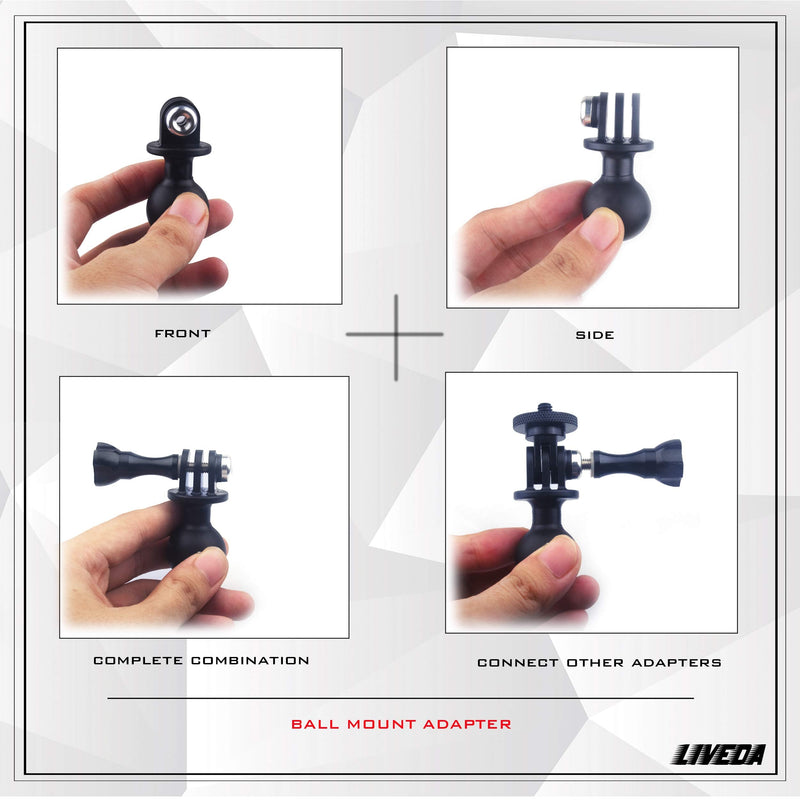Ball Mount Adapter for Gopro Hero Series/Yi/Coyote/GitUp/AKASO/SJCAM Sports Camera, Compatible with RAM Mounts, Rotating Ball Head Mount with Metal Screws… Ball bracket