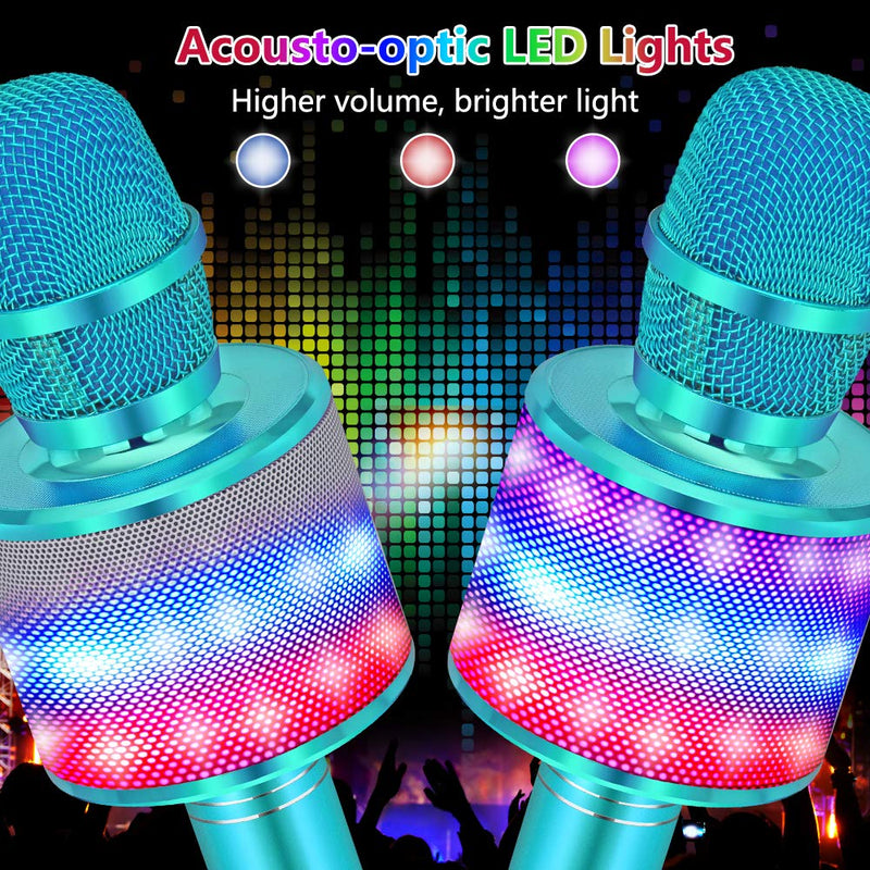[AUSTRALIA] - Amazmic Kids Karaoke Microphone Machine Toy Bluetooth Microphone Portable Wireless Karaoke Machine Handheld with LED Lights, Gift for Children Adults Birthday Party, Home KTV(Blue) Blue 
