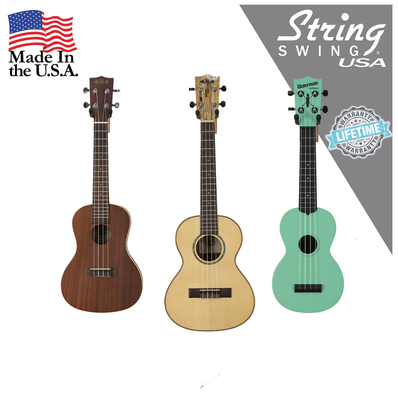 [AUSTRALIA] - String Swing Ukulele Wall Mount Stand for Mandolin Ukele – Concert Pineapple Soprano Tenor and Baritone Compatible – Case Alternative for Home or Studio - Black Walnut Hardwood CC01UK-BW (2 Pack) 