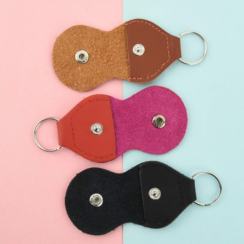 COSMOS Pack of 3 PU Leather Guitar Pick Holder Case Key Chain Holder