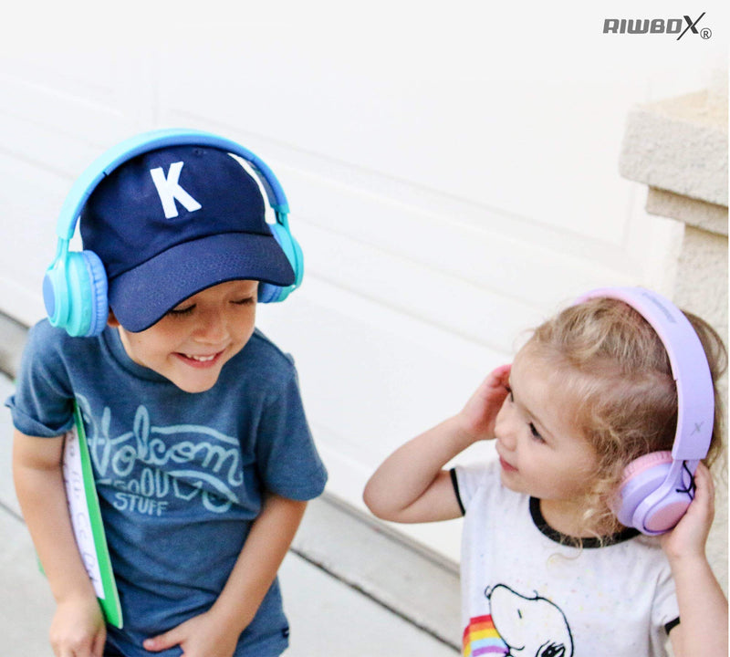 2 Packs Riwbox WT-7S Kids Headphones Wireless, Foldable Stereo Bluetooth Headset with Mic Compatible with PC/Laptop/Tablet/iPad