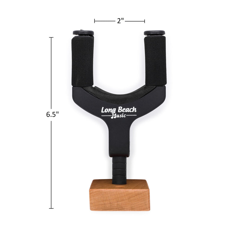 Guitar Hanger Wall Mount Stand with Auto Lock Tabs- Solid Wood Base- for Acoustic, Electric and Bass- Bracket Hook Holder Keeps Your Instrument Secure