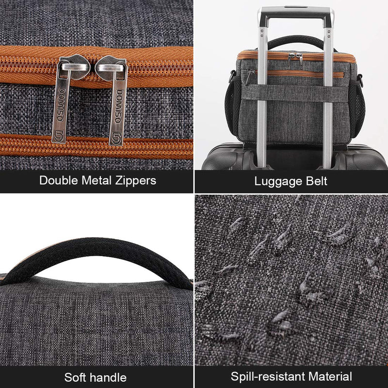 DOMISO Camera Bag Case Waterproof Anti-Shock Shoulder Bag for SLR DSLR Compatible with Nikon D90 D7000 D5300/Canon 60D 700D 5D2/Sony A580 A900/OLYMPUS/Fujifilm/Sony/Panasonic/Pentax/Samsung,Grey Grey