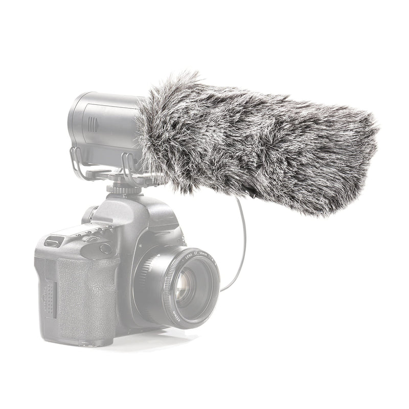 Movo WS-G3 Gray Wool Outdoor Microphone Windscreen Muff for Large Shotgun Microphones up to 7" X 55mm (L x D)