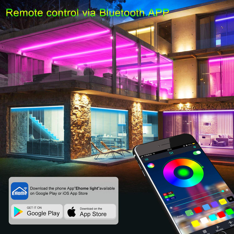 [AUSTRALIA] - Micomlan 50ft/15M Led Strip Lights,Music Sync Color Changing RGB LED Strip Lights Built-in Mic, Bluetooth app Controlled LED Lights Rope Lights, 5050 RGB LED Light Strip(APP+Remote+Mic+3 Button ) 