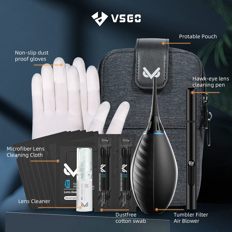 VSGO VS-A3E Warp-up Camera Cleaning Kit Portable Bag Air Blower Lens Cleaning Pen Spray Cotton Swab Cloth for Camera Lens Optical Optical Phone