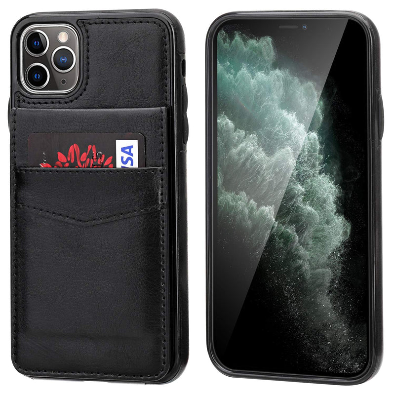 iPhone 11 Pro Max Case Wallet with Credit Card Holder, KIHUWEY Premium Leather Magnetic Clasp Kickstand Heavy Duty Protective Cover for 11 Pro Max 6.5 Inch(Black) Black
