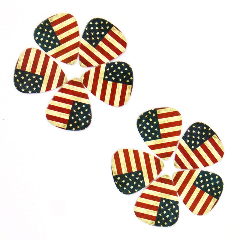10-pack 0.71mm Stylish Colorful Celluloid Guitar Picks Plectrums for Guitar Bass (10-American Flag) 10-American Flag