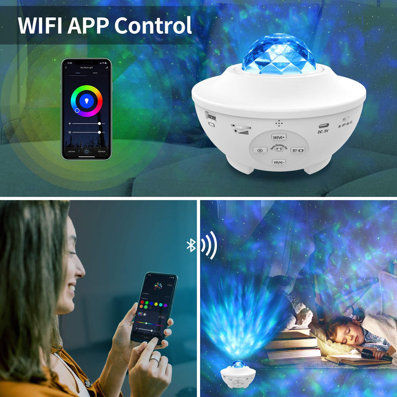 [AUSTRALIA] - Star Projector, Yamla Smart Galaxy Light Projector Work With Alexa Google Assistant, Ocean Wave Night Light Projector With App Remote Control Bluetooth Speaker, Sky lite for Kids Adults Bedroom Party 