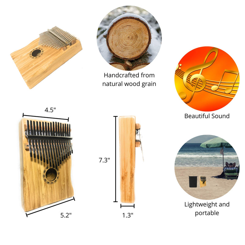 SFORZANDO Kalimba 17 Keys Thumb Piano with Instrument Guide and Accessories, Portable Mbira Finger Piano for Kids and Adult Beginners