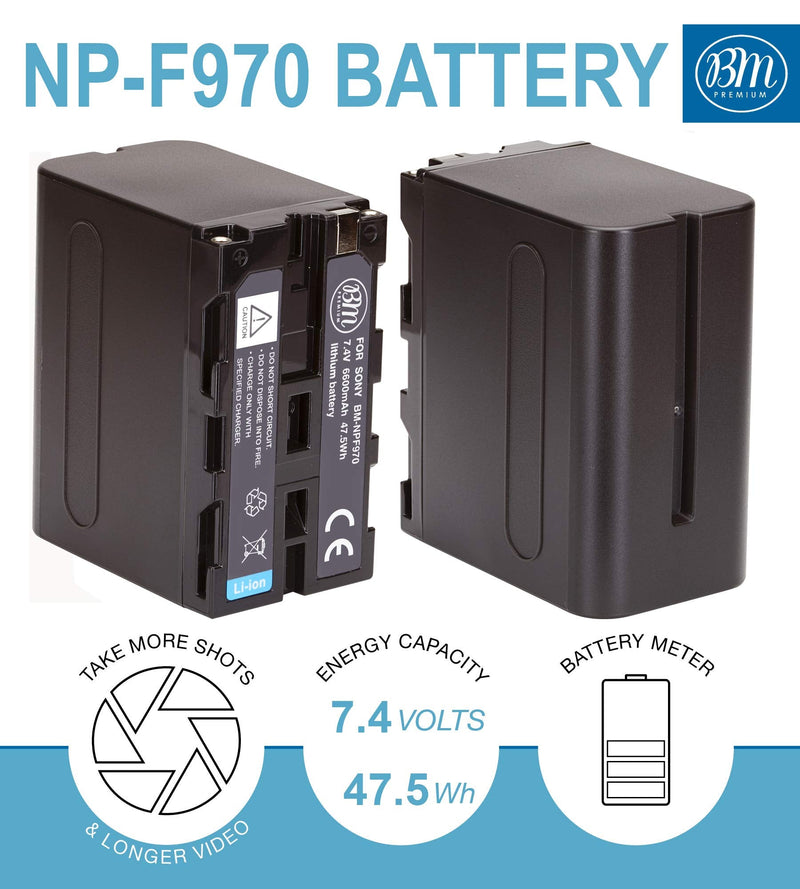 BM Premium NP-F970 High Capacity Battery for Sony PXW-Z150, Z190, Z280, NEX-EA50M, FDR-AX14K, HDR-AX2000, FX1, FX7, FX1000, HVR-HD1000, Z1U, Z5U, Z7U, HXR-NX5U, MC2000U, MC2500, HXR-NX100 Camcorders