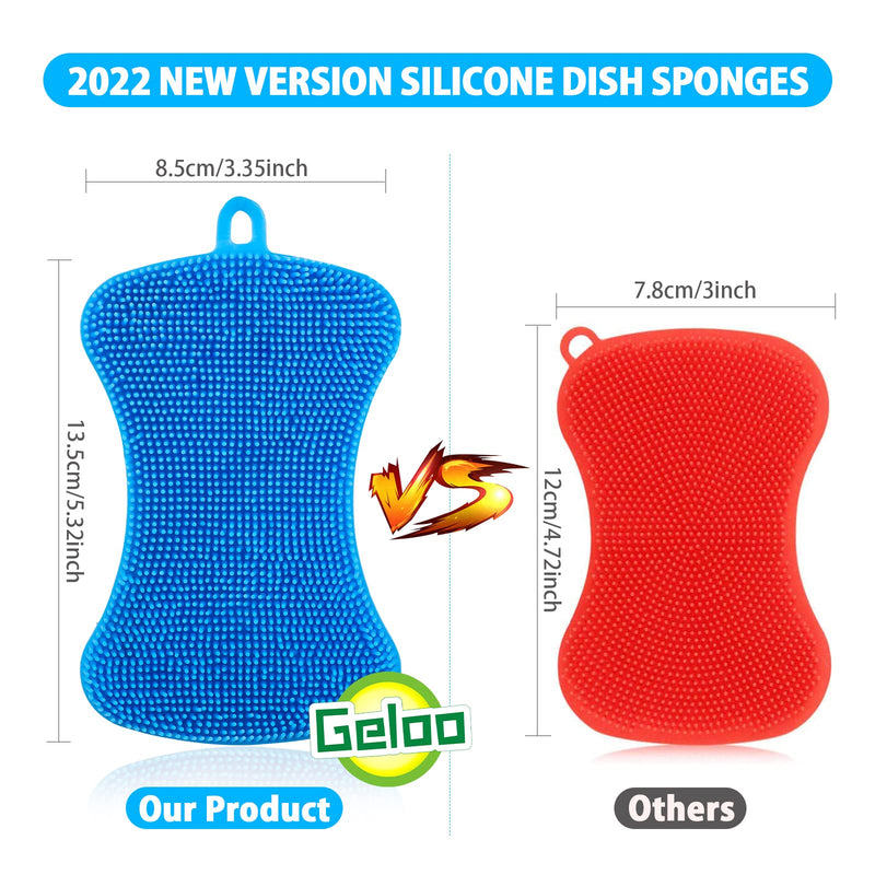 Silicone Sponge Dish Sponges, Multipurpose Better Scrubber Dish Washing Smart Kitchen Gadgets Brush Accessories, Sponges Kitchen Double Sided Cleaning Scrubber Blue+grey+green
