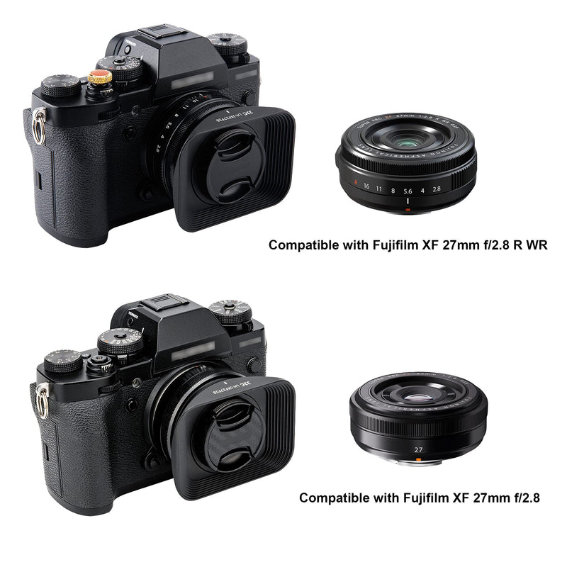 JJC Bayonet Square Lens Hood for Fujifilm Fuji XF 27mm f/2.8 R WR Lens Replaces Fujifilm LH-XF27 Lens Hood on Camera X-E4 XE4 X-E3 X-T4 X-T3 X-T2 X-T30 X-T20 X-PRO3 X-PRO2 X-S10 X-T200 For XF 27mm f/2.8