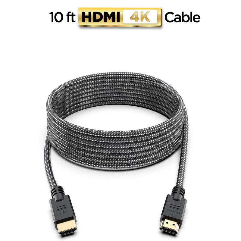 PowerBear 4K HDMI Cable 10 ft [2 Pack] High Speed, Braided Nylon & Gold Connectors, 4K @ 60Hz, Ultra HD, 2K, 1080P Compatible | for Laptop, Monitor, PS5, PS4, Xbox One, Fire TV, Apple TV & More 10 Feet 2