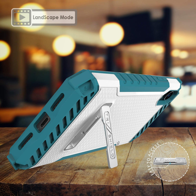 Beyond Cell TRISHIELD Series Rugged Cover with + [Belt Clip Holster] + [Built in Kickstand] Compatible with iPhone XR 6.1 -Light Blue Light Blue