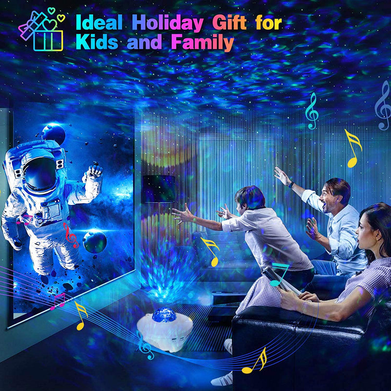 Galaxy Projector Star Projector & Night Light, Ocean Wave Night Light Projector with Remote Control & Auto-Off Timer, Galaxy Projector with LED Nebula Cloud with Bluetooth Speaker for Kids Bedroom White