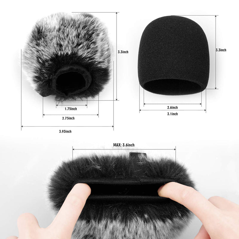 ChromLives Microphone Cover, Furry Windscreen Foam Cover Compatible with Blue Yeti, Yeti Pro Condenser (Furry & Foam Combo 2Pack) Combo Blue Yeti